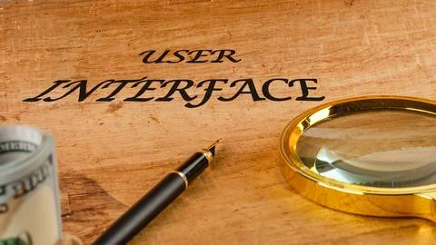 The concept of technology and development. Phrase, word, text USER INTERFACE  Foto stock