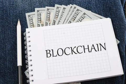 The concept of technology and development. Phrase, words, text of the BLOCKCH Stock Photos