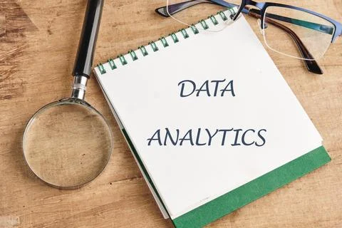 The concept of technology and development. Phrase, words, text DATA ANALYTICS Stock Photos