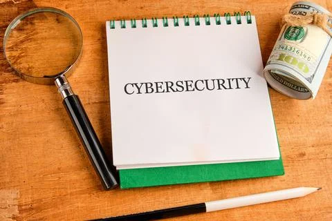 The concept of technology and development. Phrase, words, text CYBERSECURITY  Stock Photos