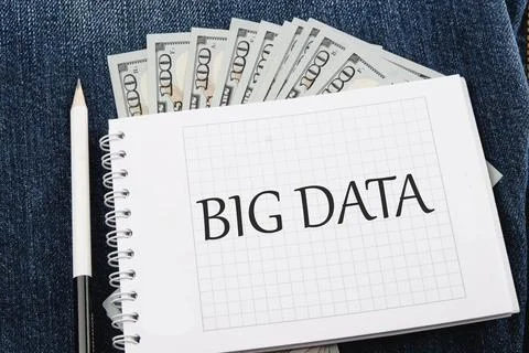 The concept of technology and development. Phrase, words, text BIG DATA on a  Foto stock