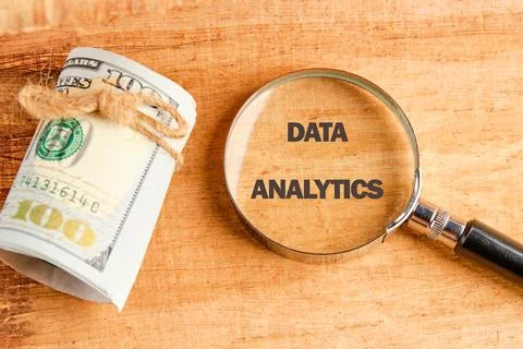 The concept of technology and development. Phrase, words, text DATA ANALYTICS Stock Photos