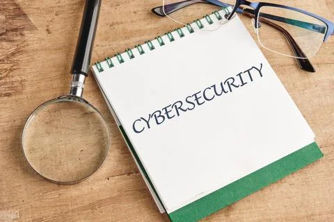 The concept of technology and development. Phrase, words, text CYBERSECURITY  Stock Photos