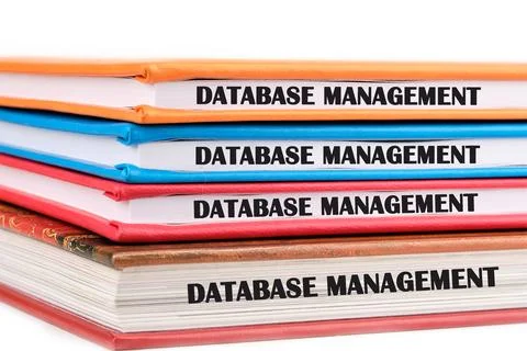 The concept of technology and development. Phrase, words, text DATABASE MANAG Stock Photos