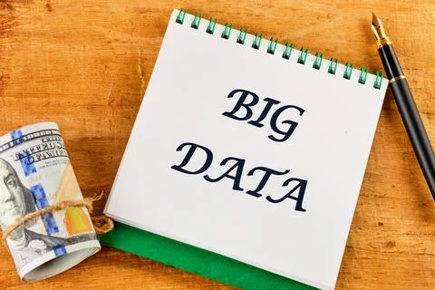 The concept of technology and development. Phrase, words, text BIG DATA close 스톡 사진