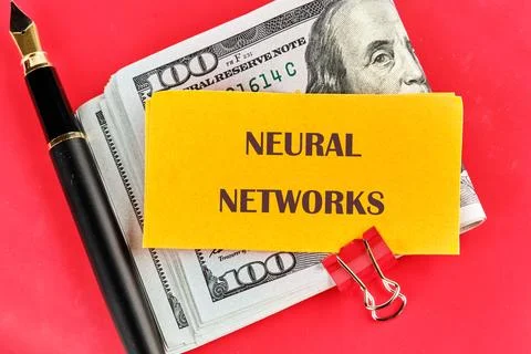 The concept of technology and development. Phrase, words, text NEURAL NETWORK Stock Photos