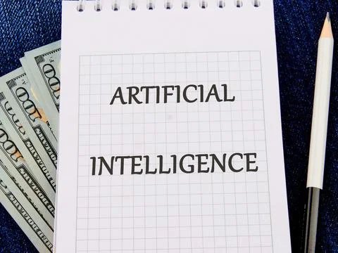 The concept of technology and development. Phrase, word, text ARTIFICIAL INTE Foto stock