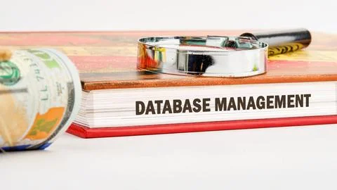 The concept of technology and development. Phrase, words, text DATABASE MAN.. Stock Photos