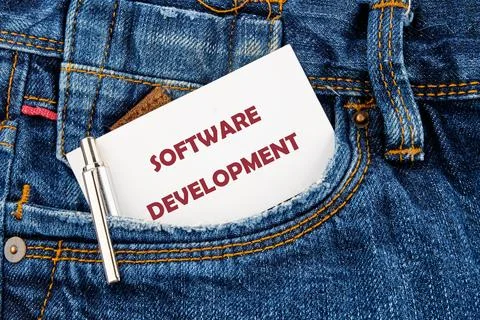 The concept of technology and development. Phrase, words, text SOFTWARE DEV.. Stock Photos