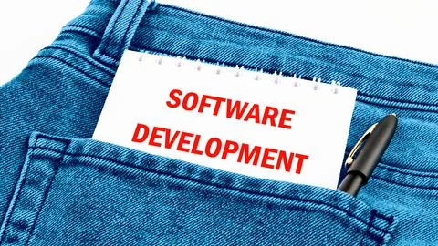 The concept of technology and development. Phrase, words, text SOFTWARE DEVEL Stock Photos