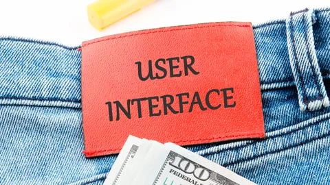 The concept of technology and development. Phrase, word, text USER INTERFACE  Stock Photos