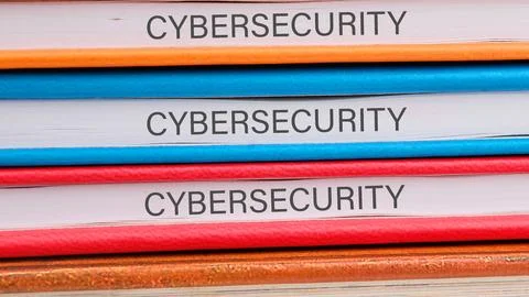 The concept of technology and development. Phrase, words, text CYBERSECURITY  Stock Photos