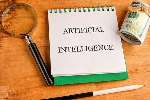 The concept of technology and development. Phrase, word, text ARTIFICIAL INTE Stock Photos