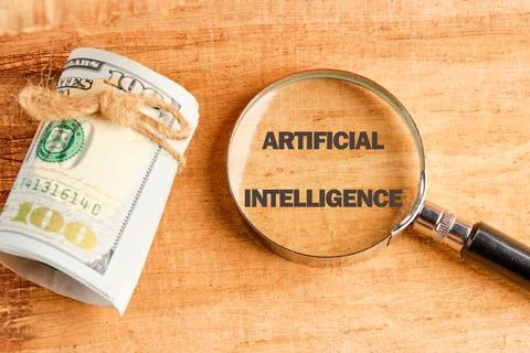The concept of technology and development. Phrase, word, text ARTIFICIAL INTE Stock Photos