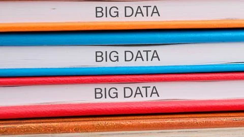 The concept of technology and development. Phrase, words, text BIG DATA close Foto stock