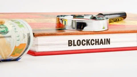 The concept of technology and development. Phrase, words, text of the BLOCKCH Foto stock