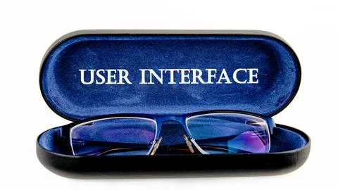The concept of technology and development. Phrase, word, text USER INTERFACE  Stock Photos