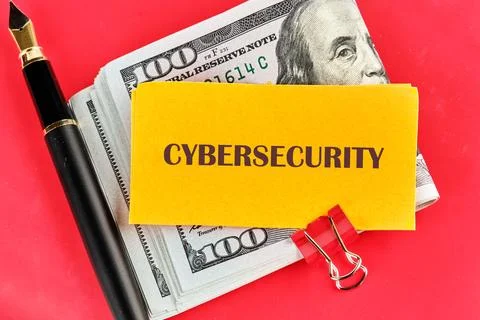The concept of technology and development. Phrase, words, text CYBERSECURITY  Stock Photos