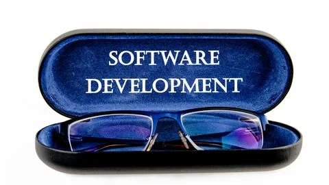 The concept of technology and development. Phrase, words, text SOFTWARE DEVEL Foto stock