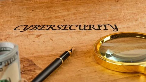 The concept of technology and development. Phrase, words, text CYBERSECURITY  Stock Photos