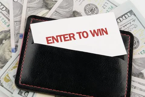 The concept of technology and development. Phrase, word, text ENTER TO WIN on Stock Photos