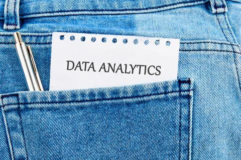 The concept of technology and development. Phrase, words, text DATA ANALYTI.. Stock Photos