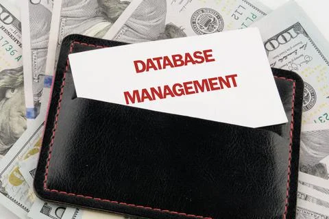 The concept of technology and development. Phrase, words, text DATABASE MAN.. Stock Photos