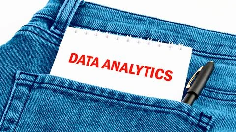 The concept of technology and development. Phrase, words, text DATA ANALYTICS Stock Photos