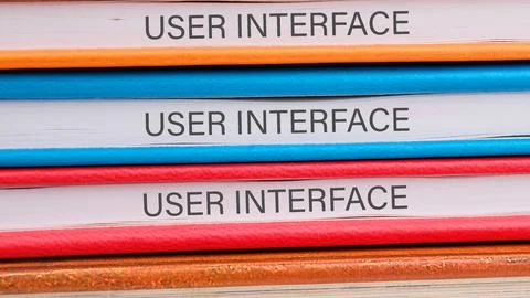 The concept of technology and development. Phrase, word, text USER INTERFACE  Stock Photos