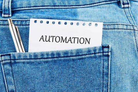 The concept of technology and development. Phrase, words, text AUTOMATION A.. Stockfoto's