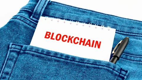 The concept of technology and development. Phrase, words, text of the BLOCKCH Foto stock