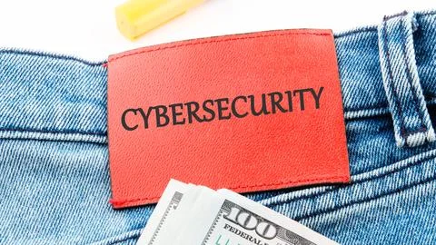 The concept of technology and development. Phrase, words, text CYBERSECURITY  Stock Photos