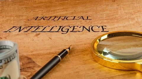 The concept of technology and development. Phrase, word, text ARTIFICIAL INTE Stock Photos