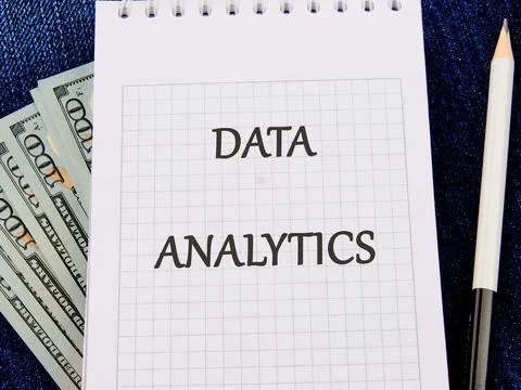 The concept of technology and development. Phrase, words, text DATA ANALYTICS Stock Photos