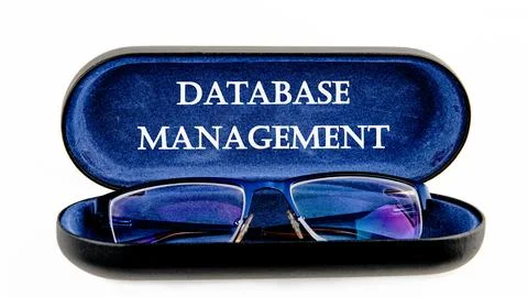The concept of technology and development. Phrase, words, text DATABASE MANAG Stock Photos