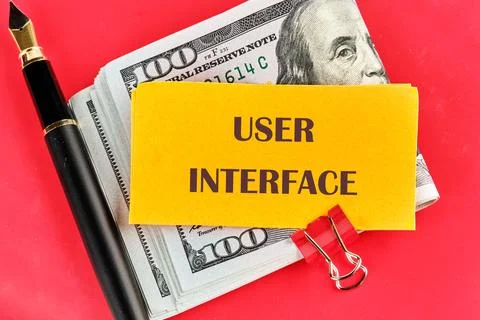 The concept of technology and development. Phrase, word, text USER INTERFAC.. Stock Photos