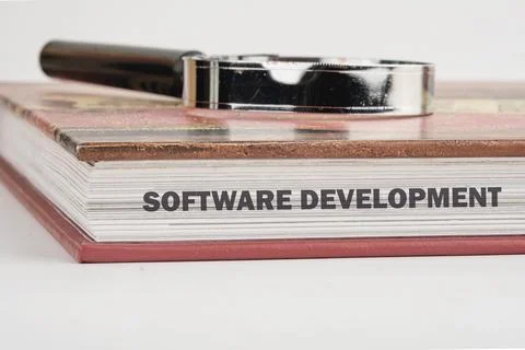 The concept of technology and development. Phrase, words, text SOFTWARE DEV.. Stock Photos