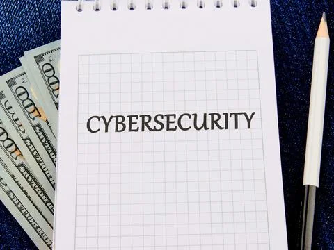 The concept of technology and development. Phrase, words, text CYBERSECURIT.. Stock Photos