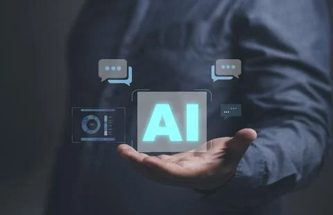 Concept technology artificial intelligence ai connection chatbot. man use s.. Stock Photos