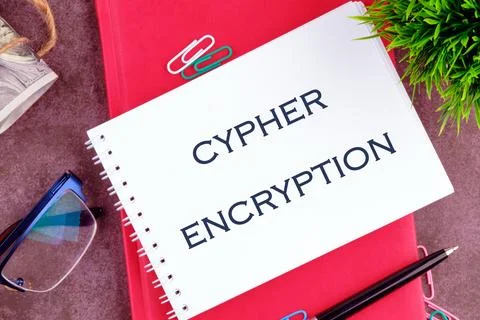 The concept of technology . The conceptual text of CYPHER ENCRYPTION in a m.. Stock Photos