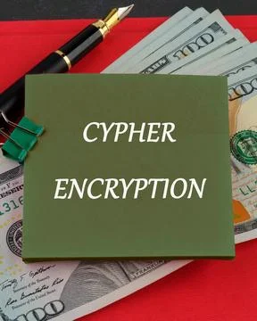 The concept of technology . The conceptual text of CYPHER ENCRYPTION written  Stock Photos