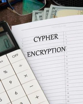 The concept of technology . The conceptual text of CYPHER ENCRYPTION it is wr Stock Photos