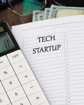 The concept of technology . The conceptual text of TECH STARTUP it is written Fotos de archivo