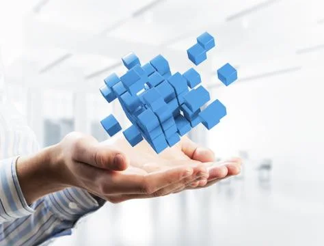 Concept of technology integration and innovation presented by cu Stock Photos