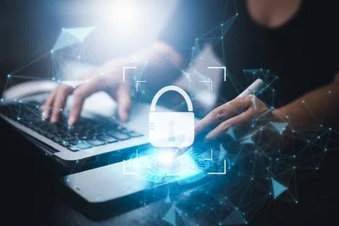 Concept Technology with Laptop. Hand using laptop with forex graph hologram,  Stock-Fotos