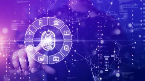 The concept of technology for logging in using fingerprint scanning electro.. Stock-Fotos