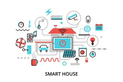 Concept of technology smart house with control Illustrazione stock