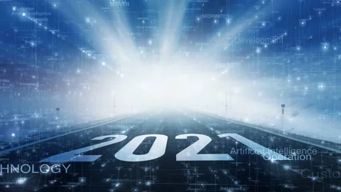 Concept technology word cloud in year 2021 Vídeo Stock 229006679