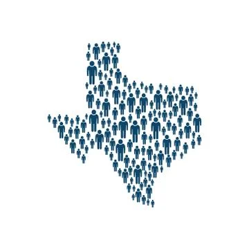 Concept of Texas Population in Map. Vector Design Stock Illustration