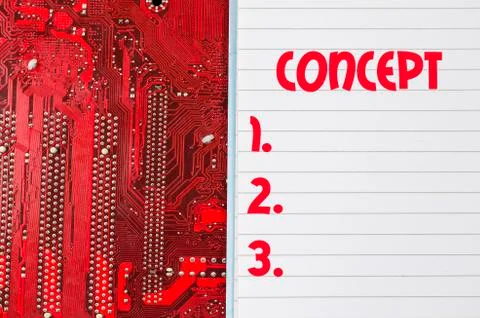 Concept text concept over computer background Stock Photos